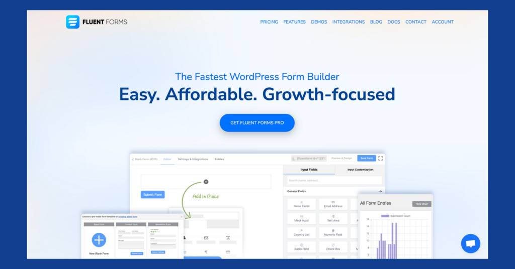 Schermata della home page di Fluent Forms