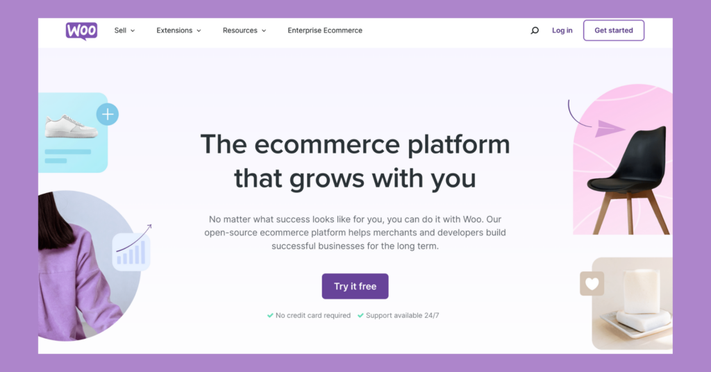 Schermata della home page di WooCommerce