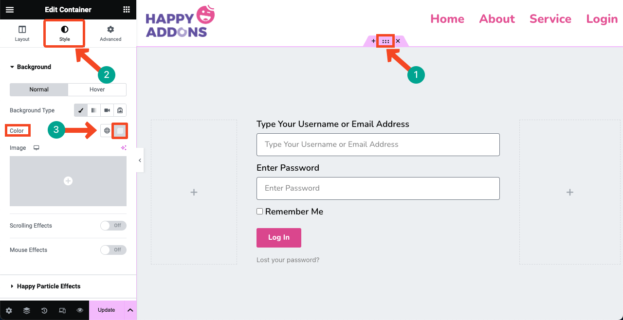 Add background color to the Login form
