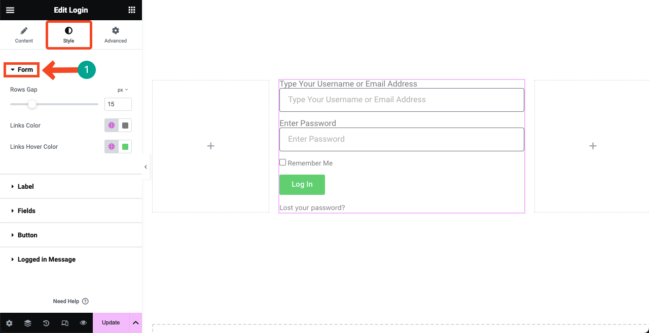Add space between the form boxes