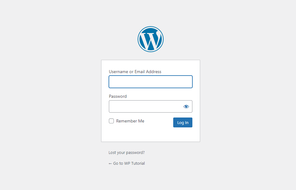 WordPress default login page