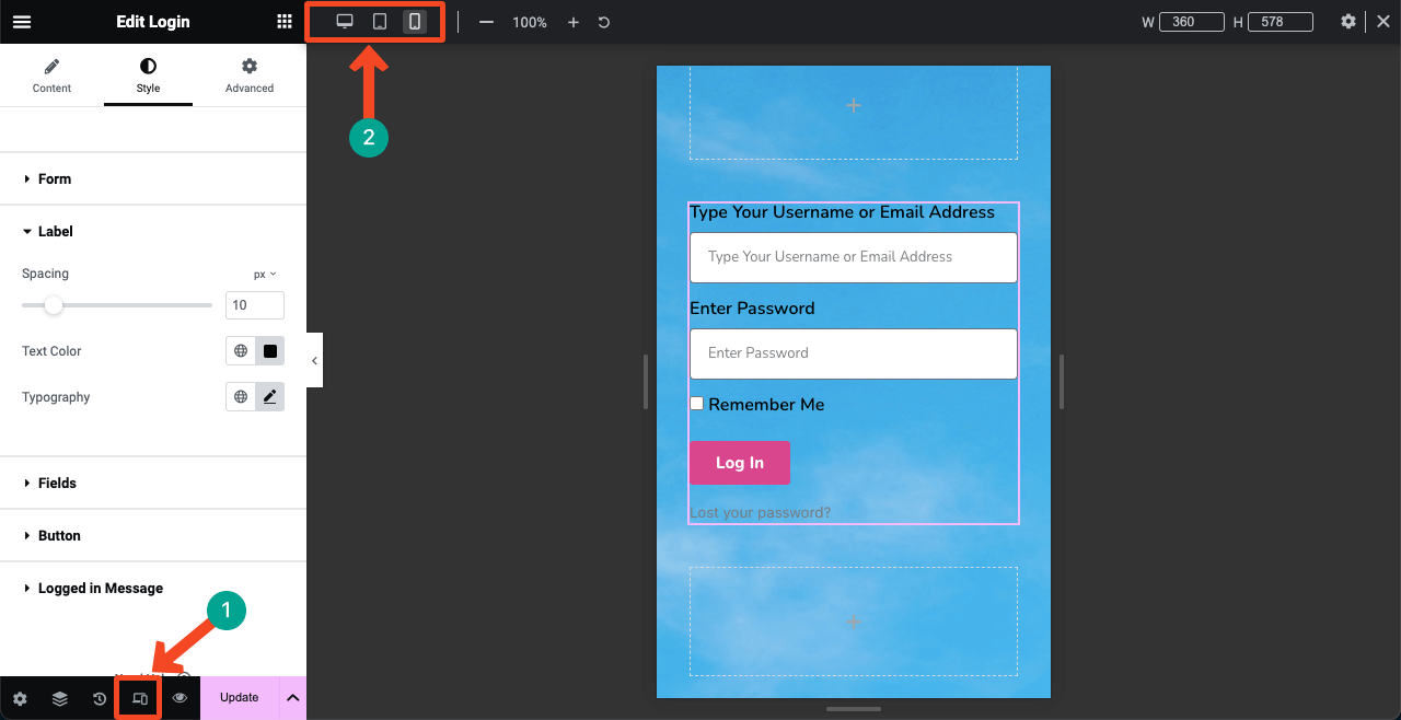 Elementor 20을 사용하여 WordPress에 로그인 페이지를 만드는 방법 Make the Login page responsive