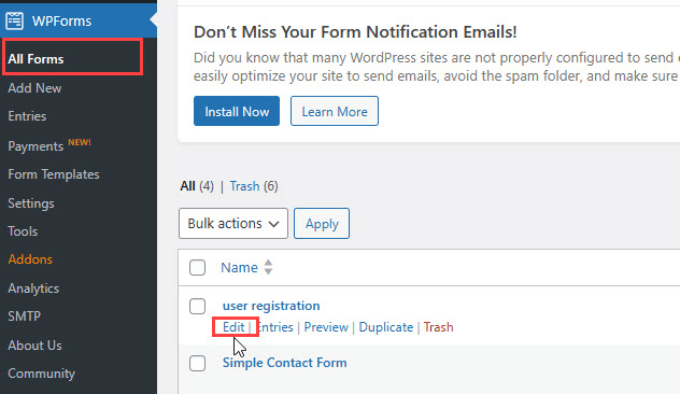 แก้ไขแบบฟอร์มลงทะเบียนผู้ใช้ใน WPForms Edit user registration form in WPForms