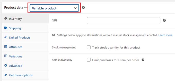 Aggiungi lo SKU del prodotto Add product SKU