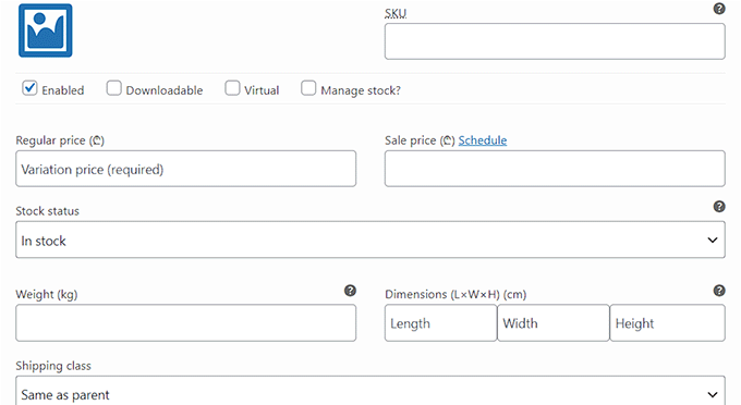 Compila i dettagli della variazione Fill variation details
