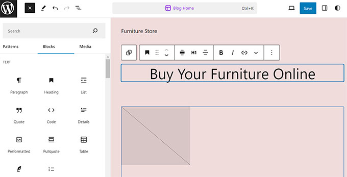 Personalizza il tema nell'editor completo del sito Customize theme in the full site editor