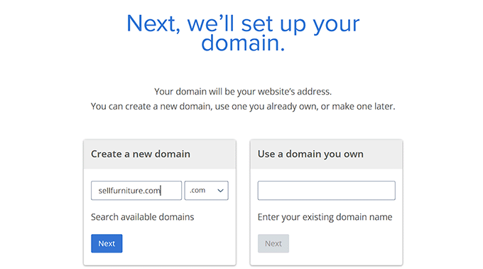 Scegli un nome di dominio per vendere mobili online Choose a domain name to sell furniture online