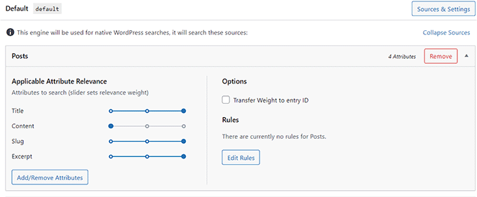Interfaccia SearchWP SearchWP interface