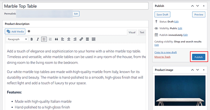 Salva il tuo prodotto Save your product