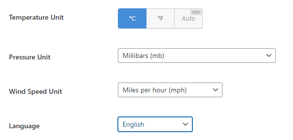 Unidades para previsão do tempo