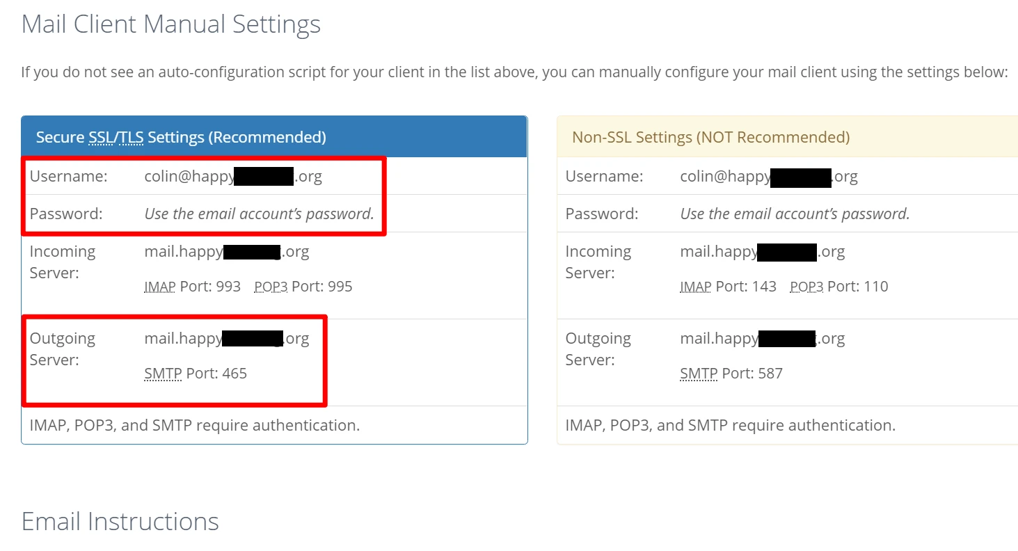 Detalii SMTP în Bluehost