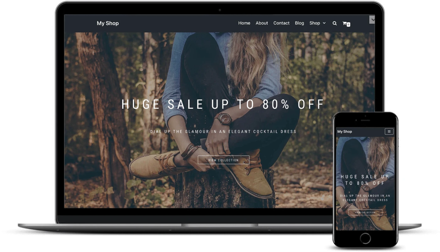最高の無料 WooCommerce テーマ: デスクトップとモバイルの Neve Shop スターター サイト。