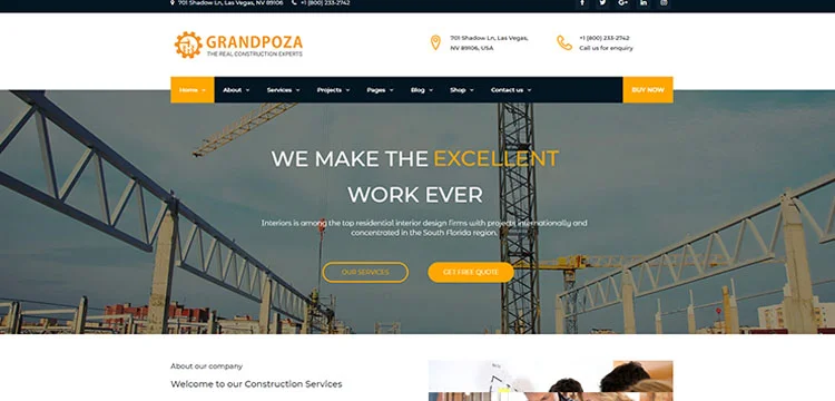 Grandpoza - 건설 WordPress 테마
