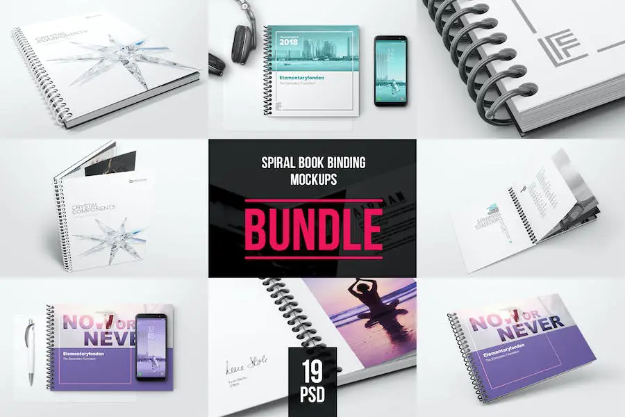 Mockup Bundel Penjilidan Buku Spiral -