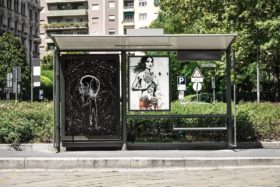 Maquete de folheto de ponto de ônibus -