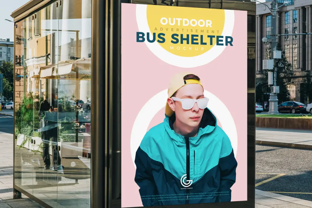 Maquete de abrigo de ônibus para publicidade externa gratuita PSD 2018 -