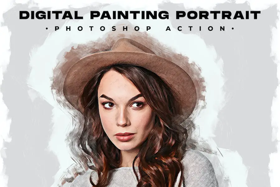 Retrato de pintura digital - Acción de Photoshop -