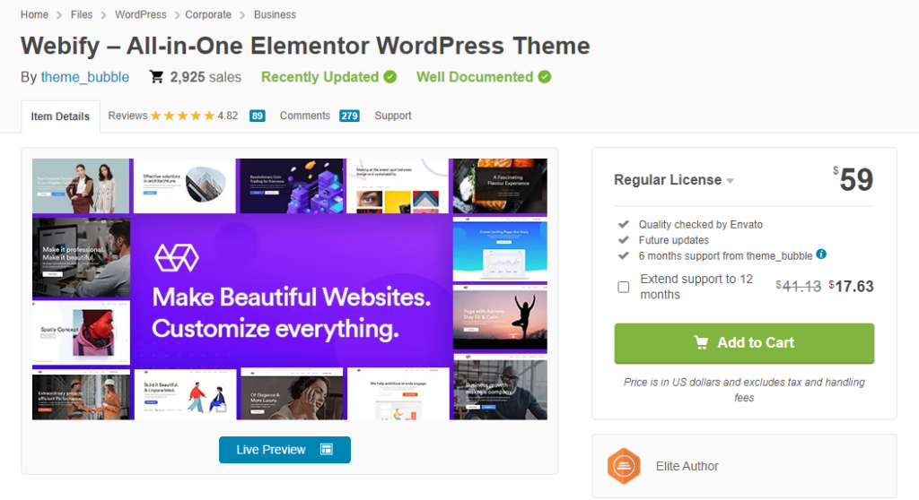 ธีม WordPress ของ Webify