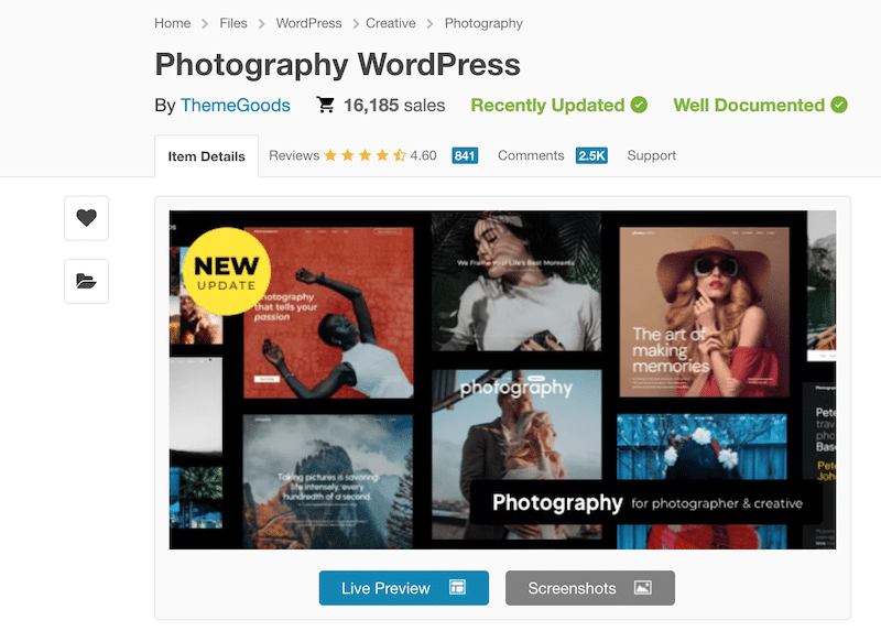 Tema de WordPress para fotografía - Fuente: Fotografía WordPress