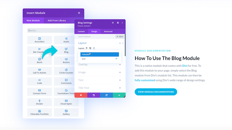 Módulo de blog - Fuente: Divi