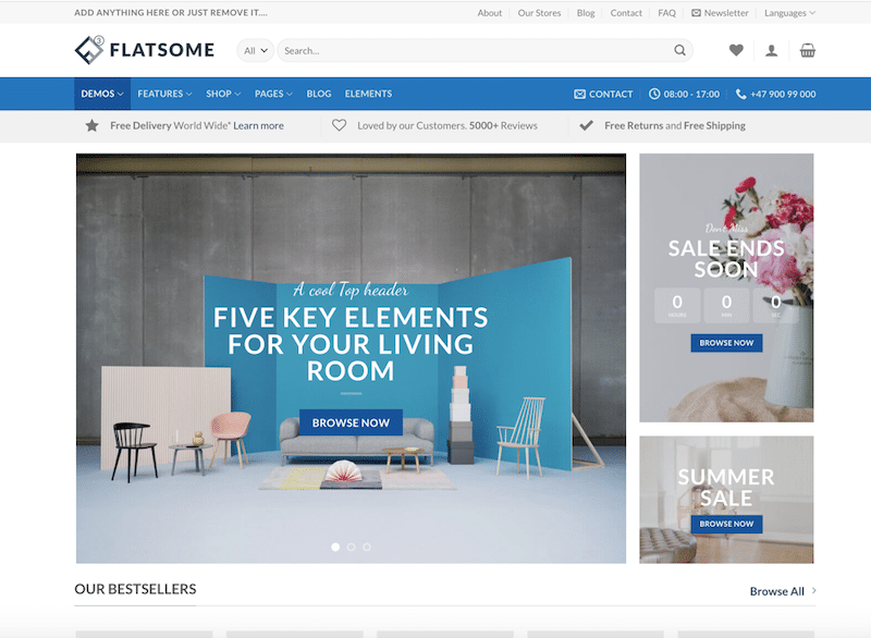 Demostración de WooCommerce - Fuente: Flatsome