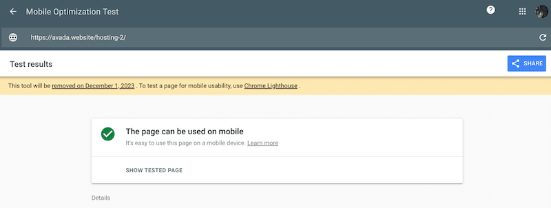 Prueba móvil - Fuente: Google Search Console