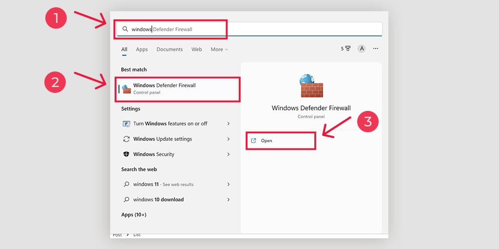 11 beste Möglichkeiten, „ERR_CONNECTION_CLOSED“ in Chrome 10 zu beheben Locating Windows Defender firewall