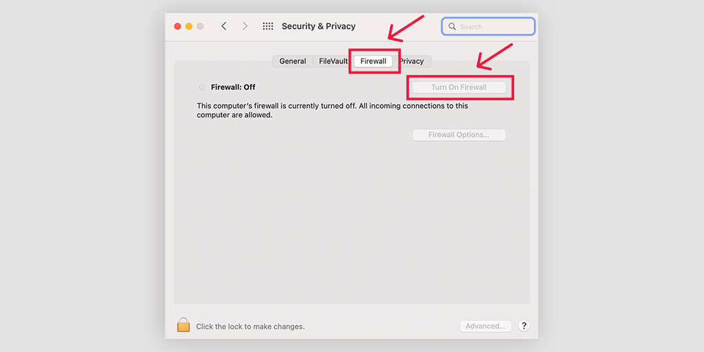 11 beste Möglichkeiten, „ERR_CONNECTION_CLOSED“ in Chrome 12 zu beheben Turning Firewalls on/off in macOS