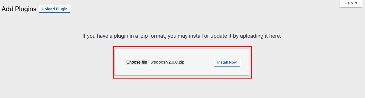 Uploading the zip file of weDocs