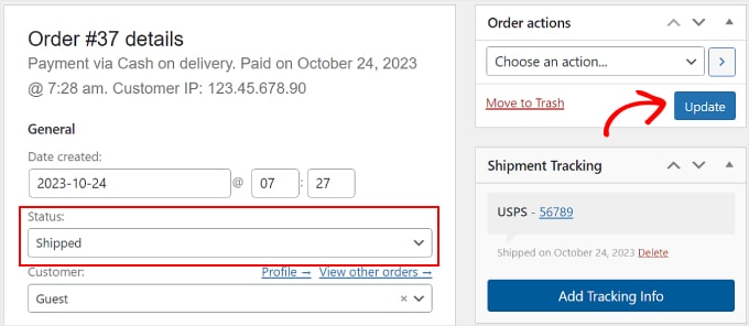 Mengubah status pesanan di WooCommerce Changing an order status on WooCommerce