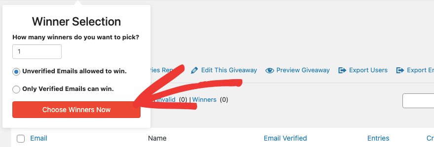 اختر الفائزين في RafflePress