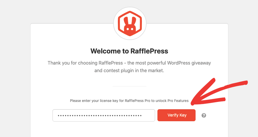 التحقق من مفتاح الترخيص في RafflePress