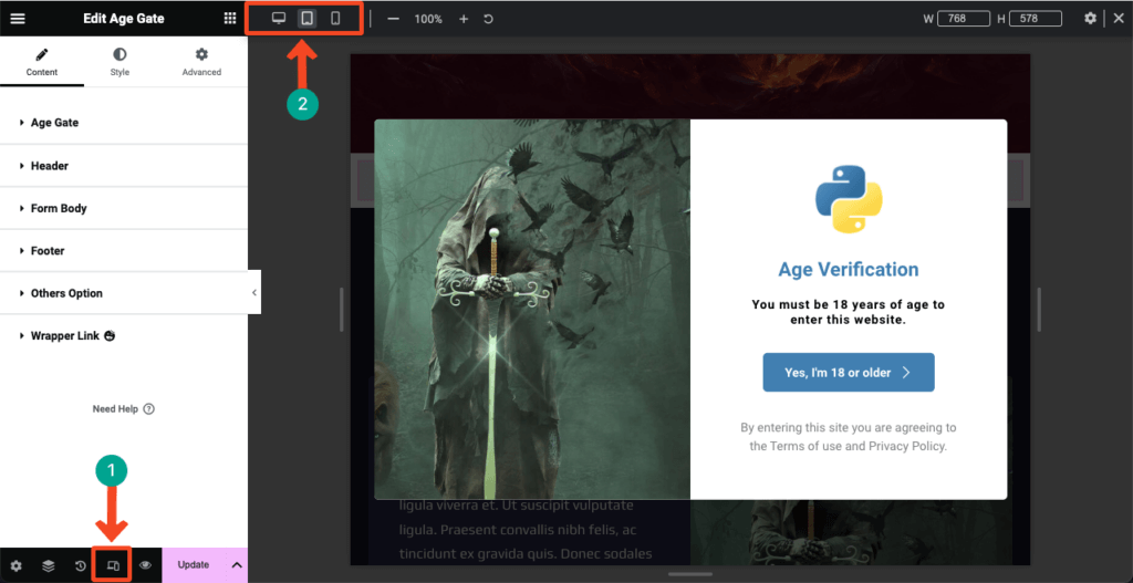 So fügen Sie WordPress mit Elementor 16 eine Altersüberprüfung hinzu Make the Age Verification form mobile responsive