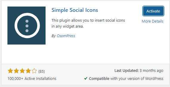 Plugin pentru icoane sociale simple