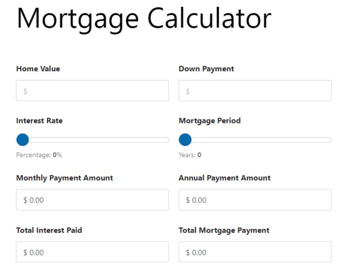 Mortgage calculator without submit button