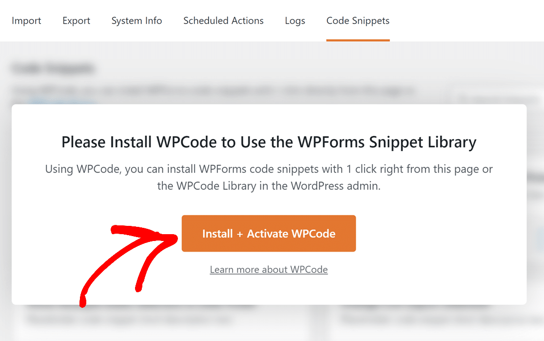 install and activate wpcode