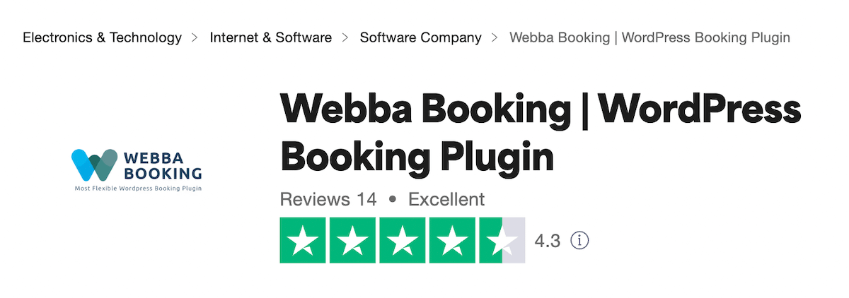 Recensioni di Trustpilot Webba Booking
