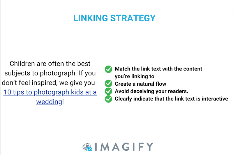 写真家向けの内部リンク戦略の例 - 出典: Imagify