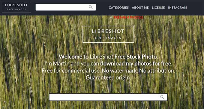 Sito web LibreShot LibreShot website