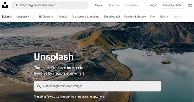 Sito web Unsplash Unsplash website