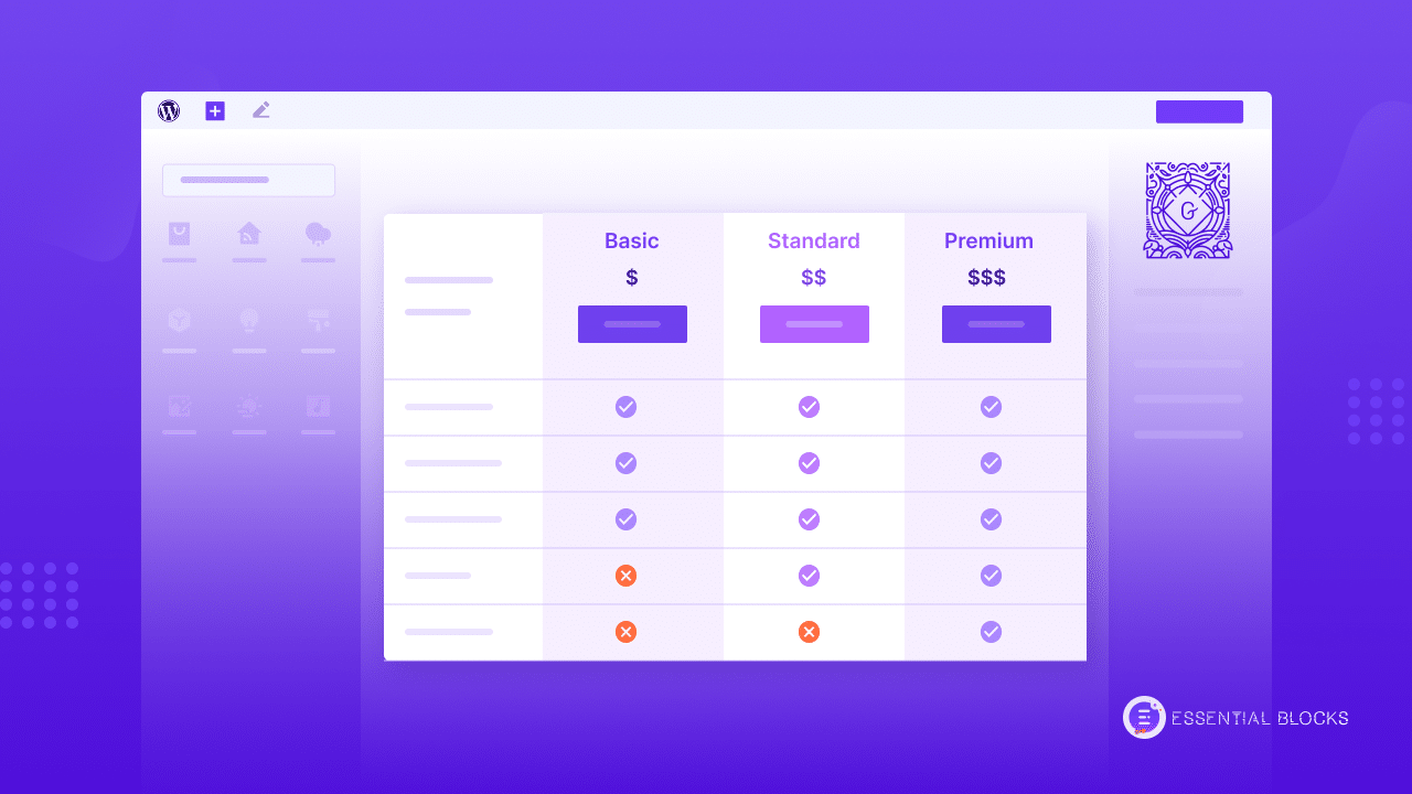 多列定价表 Pricing Table With Multiple Columns