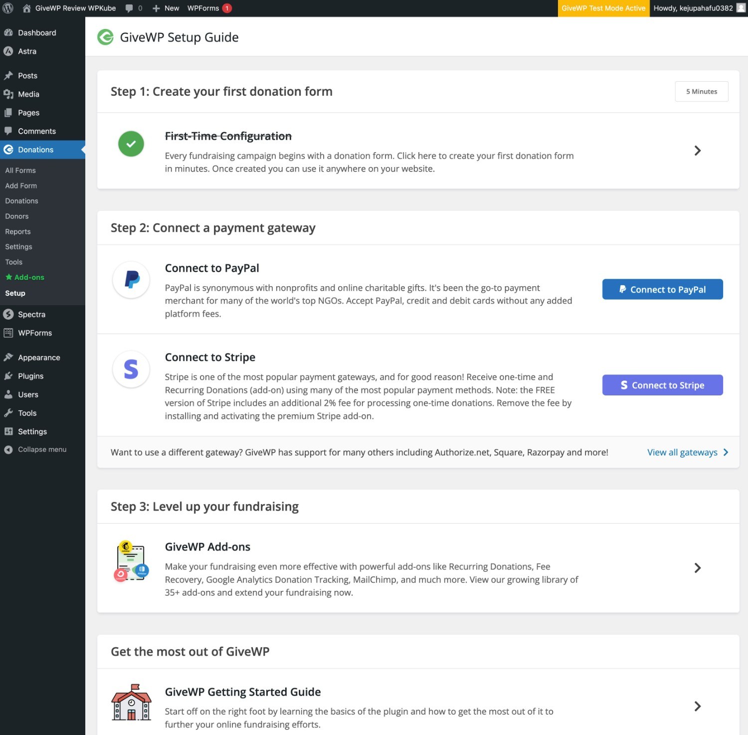 Guia de configuração GiveWP