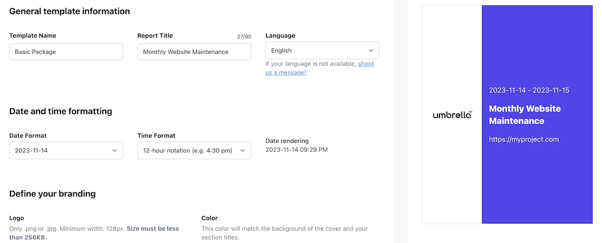 Créer un rapport de maintenance WP Umbrella