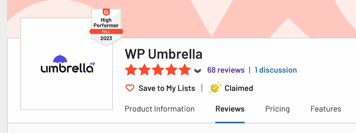 Avis G2 de WP Umbrella