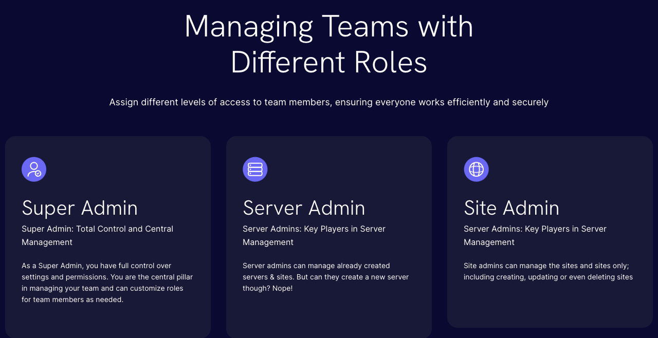 FlyWP 소개: WordPress 웹사이트 5를 위한 판도를 바꾸는 서버 관리 솔루션 FlyWP Team Management feature