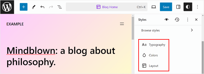 WordPress 全站編輯器中的全域樣式設置 The Global Styles settings in WordPress Full Site Editor