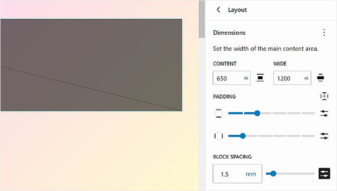 WordPress 全站編輯器中「樣式」標籤的佈局設置 The Styles tab's Layout settings in WordPress Full Site Editor