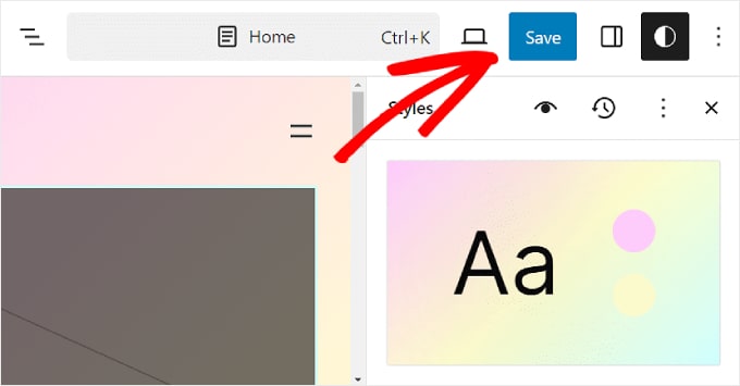 使用 WordPress 全網站編輯儲存全域樣式更改 Saving the global Styles changes with WordPress Full Site Editing