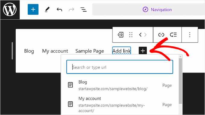 使用 WordPress 完整網站編輯器在導覽功能表中新增頁面鏈接 Adding a new page link in a navigation menu using the WordPress Full Site Editor