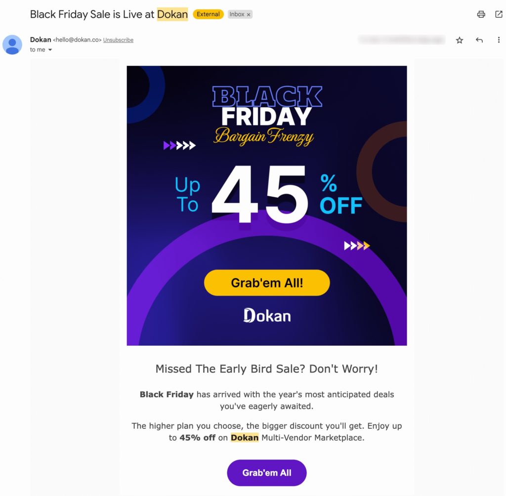 Dies ist ein Beispiel für eine E-Mail-Weihnachtsmarketingkampagne